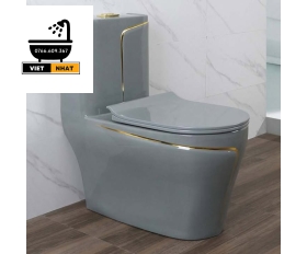 BỒN CẦU MỘT KHỐI XÁM CHỈ VÀNG 