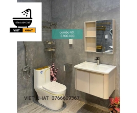 COMBO NHÀ TẮM 14 MÓN TỦ LAVABO MÀU BE