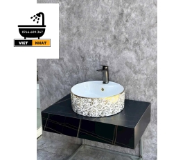 BÀN ĐÁ ĐEN - LAVABO TRÒN HOÀNG GIA