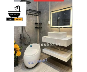 COMBO BỒN CẦU TRỨNG - BÀN ĐÁ 2 TẦNG