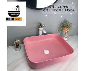 LAVABO SỨ VUÔNG HỒNG 