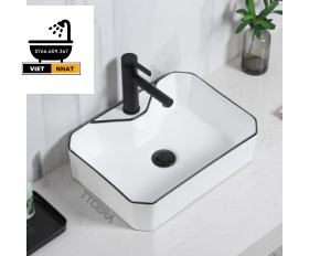 LAVABO VUÔNG TRẮNG - VIỀN ĐEN 