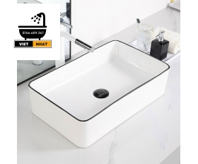 LAVABO SỨ DÀI VIỀN ĐEN 