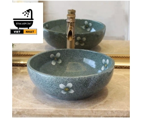 LAVABO TRÒN HOA - ĐÁ CUỘI 