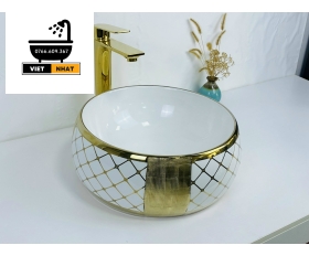 Lavabo chậu tròn ánh vàng