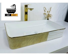 Lavabo chữ nhật ánh vàng