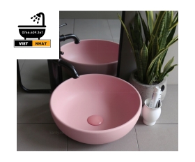 LAVABO SỨ TRÒN HỒNG MÃ 3