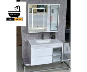 TỦ LAVABO TRẮNG MẶT ĐÁ ÂM TRÀN VIỀN