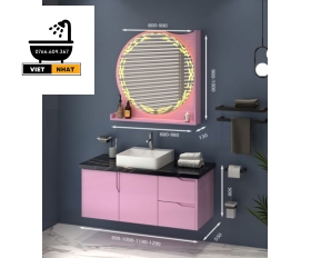 TỦ LAVABO NHỰA PVC MÀU HỒNG -  MẶT ĐÁ CHỐNG TRẦY 
