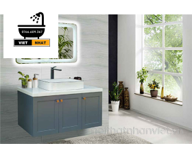 TỦ LAVABO 3 CÁNH NHỰA PVC - MÀU XANH XÁM 80X47