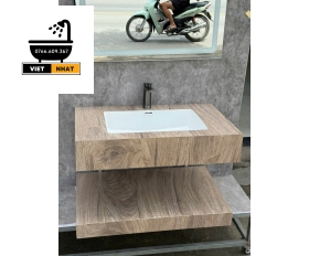 BÀN ĐÁ 2 TẦNG CHỐNG TRẦY VÂN GỖ NHẠT