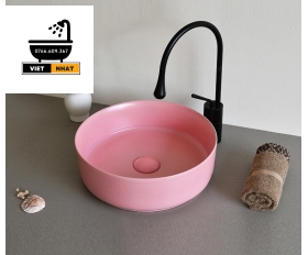 LAVABO SỨ TRÒN HỒNG