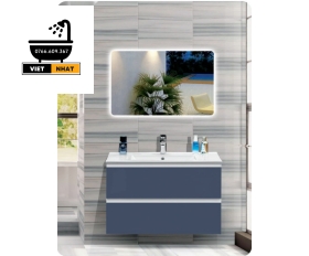 TỦ LAVABO MÀU XANH XÁM NHỰA PVC - 2 HỘC - 80X47