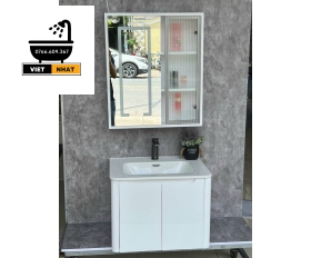 TỦ LAVABO MÀU TRẮNG 60X47 NHỰA PVC - 2 CÁNH MỞ