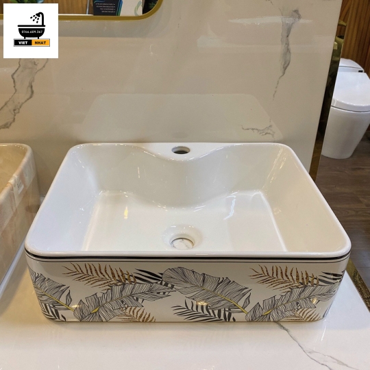 LAVABO VUÔNG - HỌA TIẾT LÁ CÂY