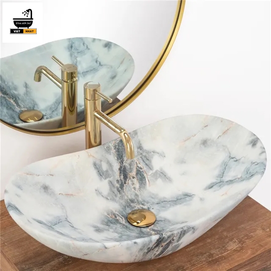LAVABO THUYỀN VÂN ĐÁ TRẮNG 