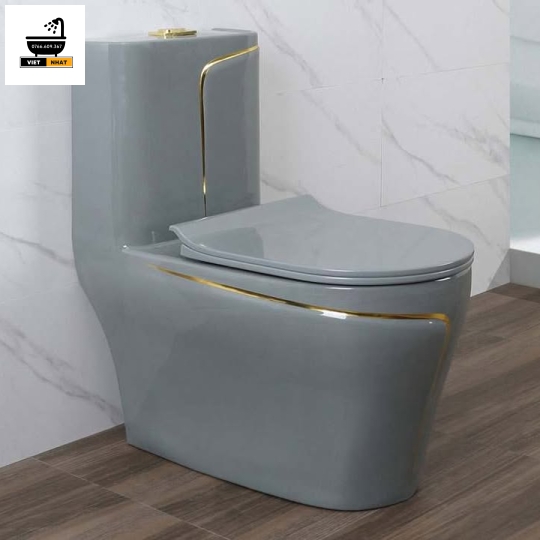 BỒN CẦU MỘT KHỐI XÁM CHỈ VÀNG 
