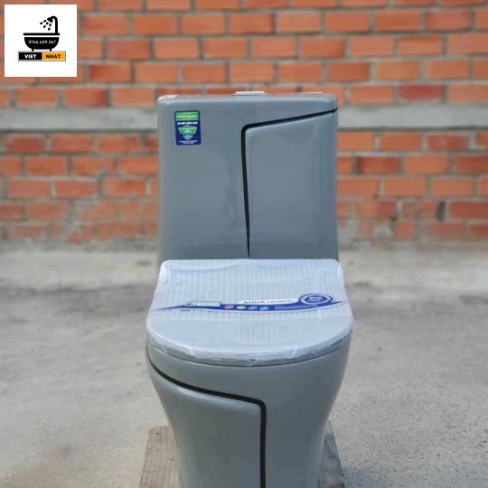 BỒN CẦU MỘT KHỐI ĐEN CHỈ VÀNG