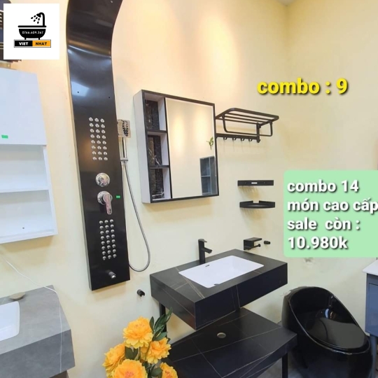 COMBO THIẾT BỊ VỆ SINH TONE ĐEN 14 MÓN