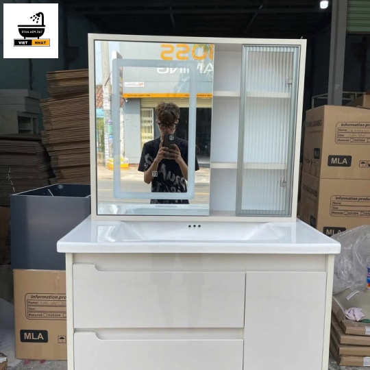 TỦ LAVABO MÀU BE -80X47