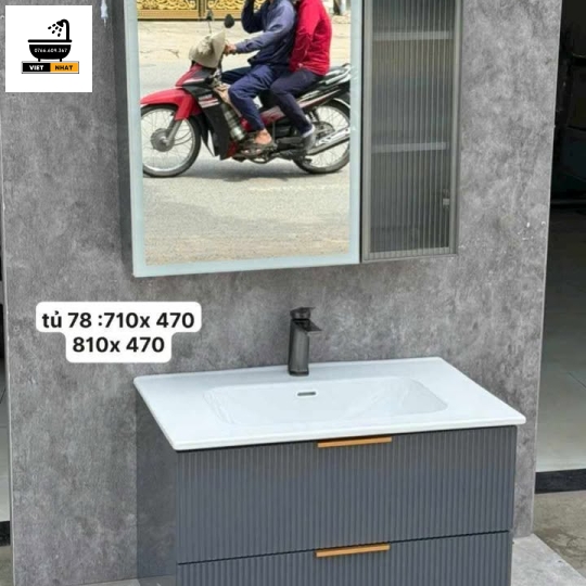 TỦ LAVABO NHỰA PVC MÀU XÁM 80X47