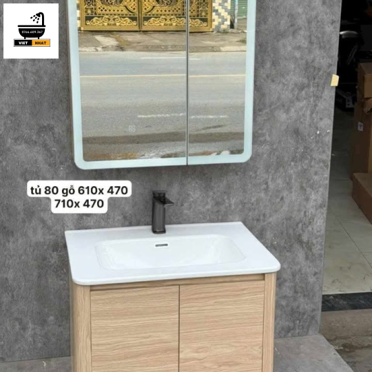 TỦ NHỰA PVC  VÂN GỖ - 60X47 - TỦ GƯƠNG FULL KÍNH