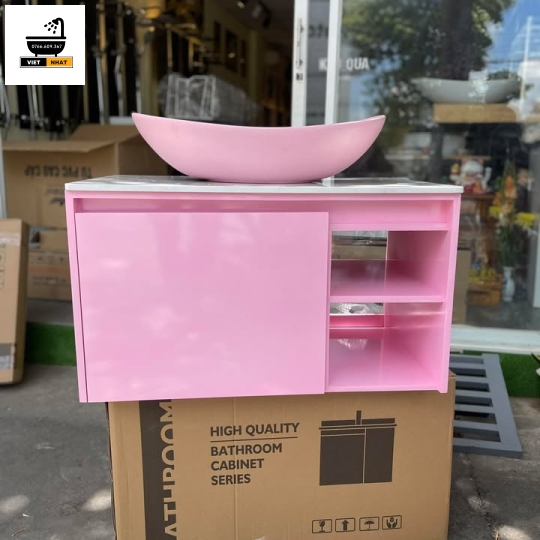 TỦ NHỰA PVC MÀU HỒNG LABO THUYỀN 80-47