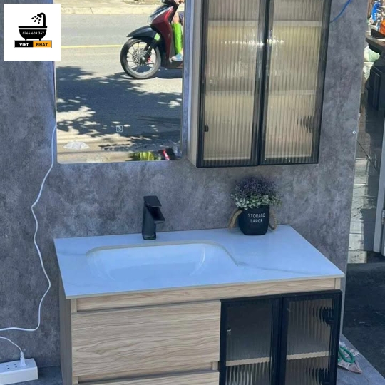 TỦ LAVABO MẶT ĐÁ TRẮNG 80X47