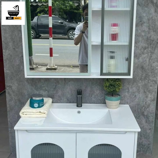 TỦ LAVABO TRẮNG 2 CÁNH 80X47