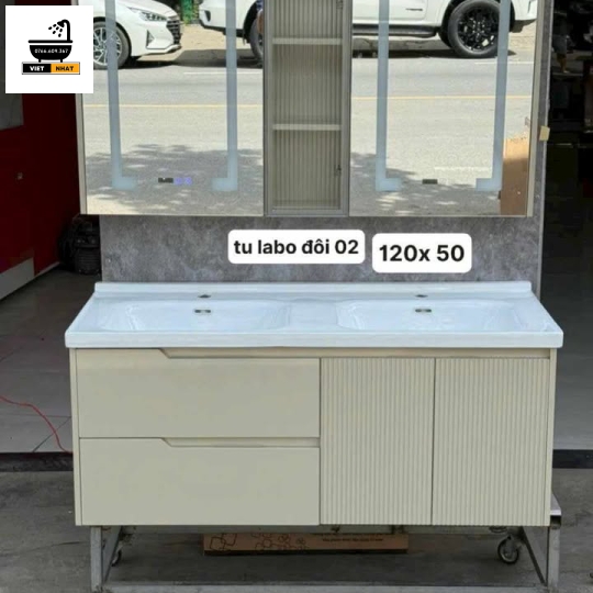 TỦ NHỰA PVC LAVABO ĐÔI MÀU TRẮNG 120X50