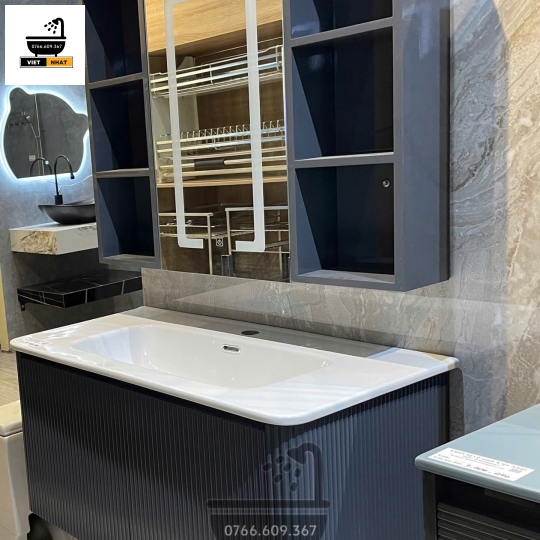 TỦ LAVABO MÀU XÁM LAM SÓNG 