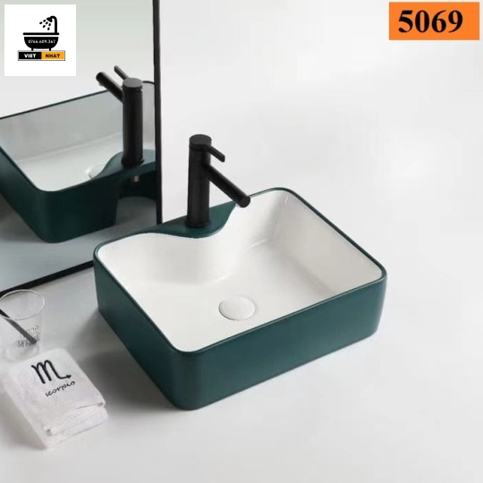 5069 LAVABO VUÔNG NHÁM XANH BÍCH