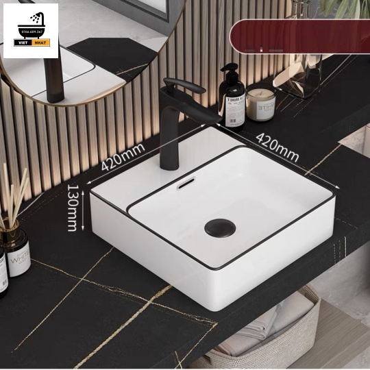 LAVABO VUÔNG VIỀN ĐEN 