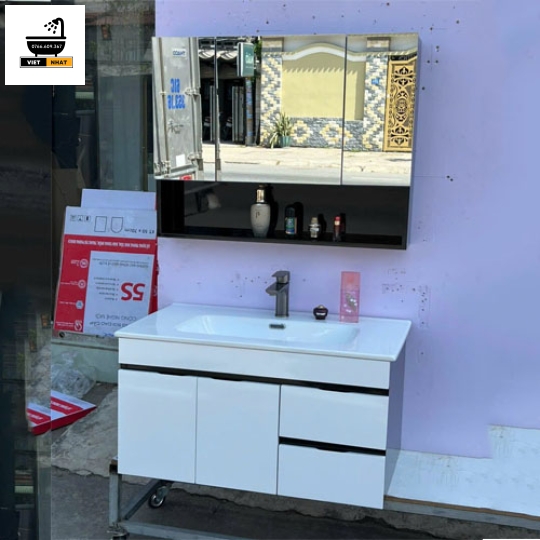 TỦ LAVABO NHỰA PVC TRẮNG 2 CÁNH