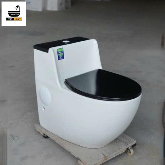 BỒN CẦU TRỨNG TRẮNG NẮP ĐEN