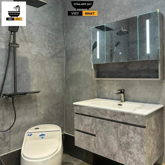 COMBO NHÀ TẮM TỦ XÁM 80*47