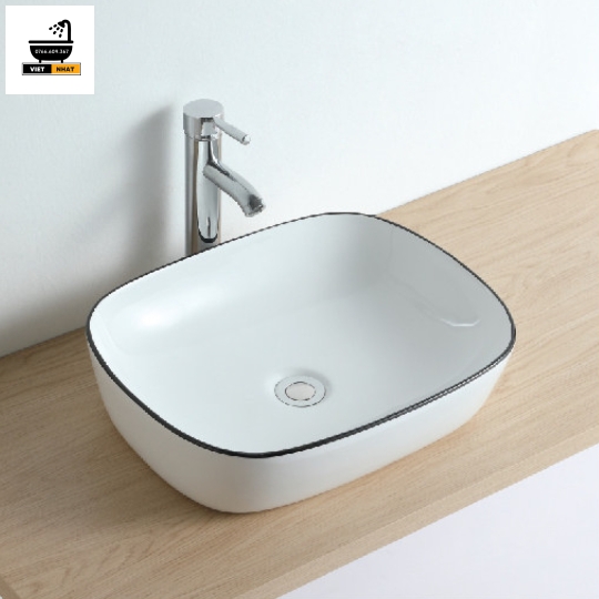 LAVABO TRẮNG VIỀN ĐEN 