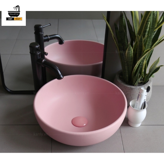 LAVABO SỨ TRÒN HỒNG MÃ 3