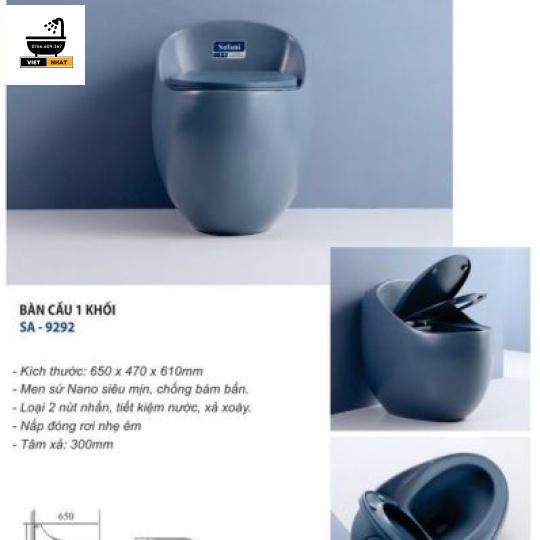 SA-9292 BÀN CẦU 1 KHỐI TRỨNG XANH ĐEN