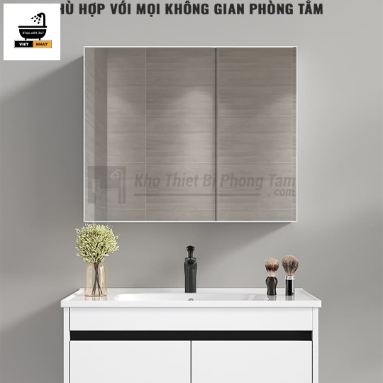 TỦ LAVABO MÀU TRẮNG - GƯƠNG KHÔNG LED - 80X47