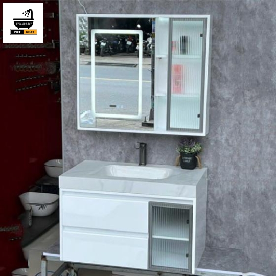 TỦ LAVABO NHỰA PVC - 80X47 - MẶT ĐÁ CHỐNG TRẦY 