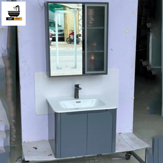 TỦ LAVABO NHỰA PVC MÀU XÁM XANH 60X47
