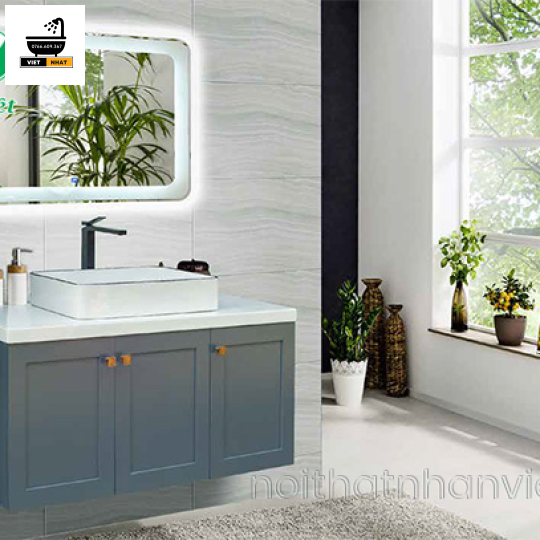 TỦ LAVABO 3 CÁNH NHỰA PVC - MÀU XANH XÁM 80X47