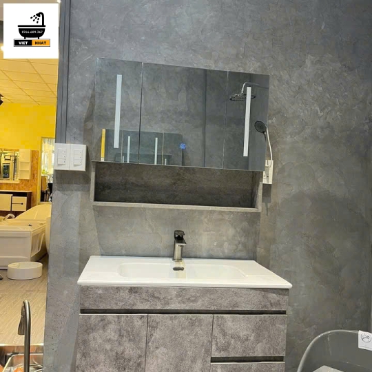 TỦ LAVABO NHỰA PVC  MÀU XÁM 80X50
