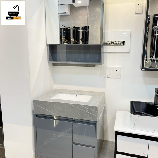 TỦ LAVABO NHỰA PVC - MẶT ĐÁ 60X47