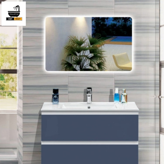 TỦ LAVABO MÀU XANH XÁM NHỰA PVC - 2 HỘC - 80X47